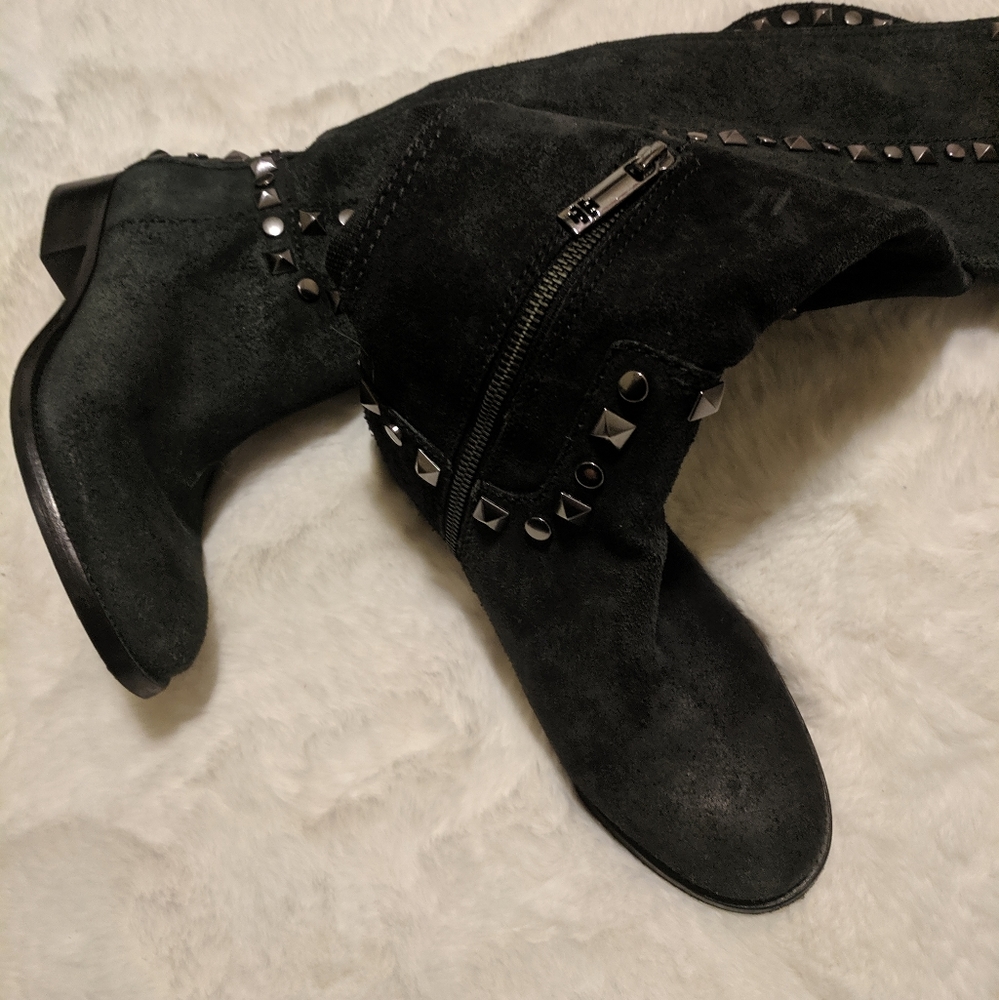 Tory Burch Rhett Over the Knee suede studded boots - Picture 7 of 8